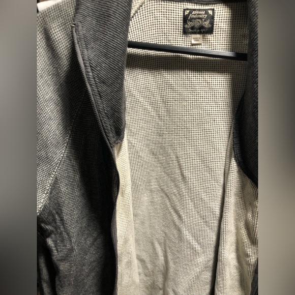 Diesel grey waffle knit zip jacket shawl knit collar XXL - Picture 3 of 14